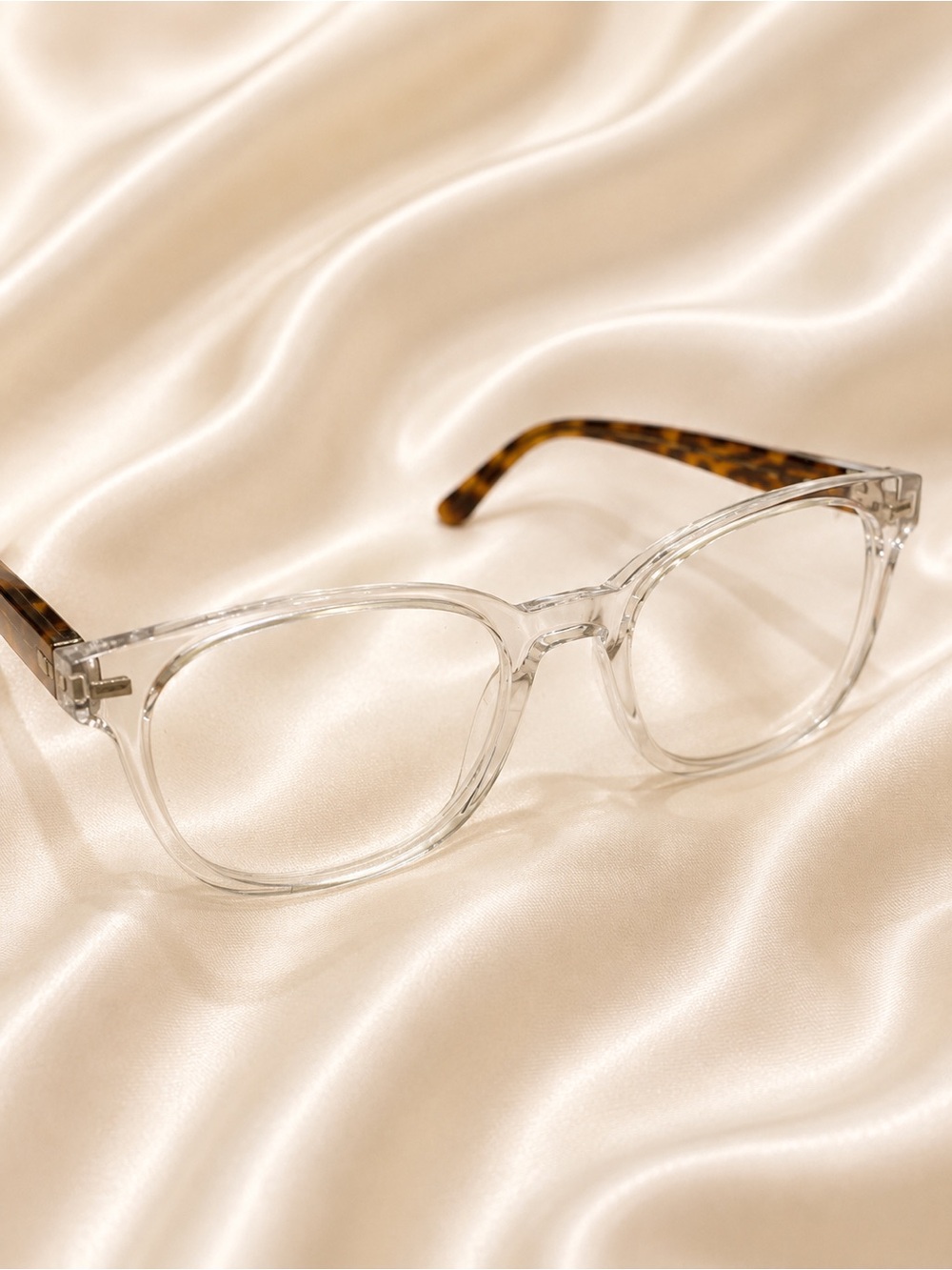 Clear Frame Glasses with Tortoiseshell Arms